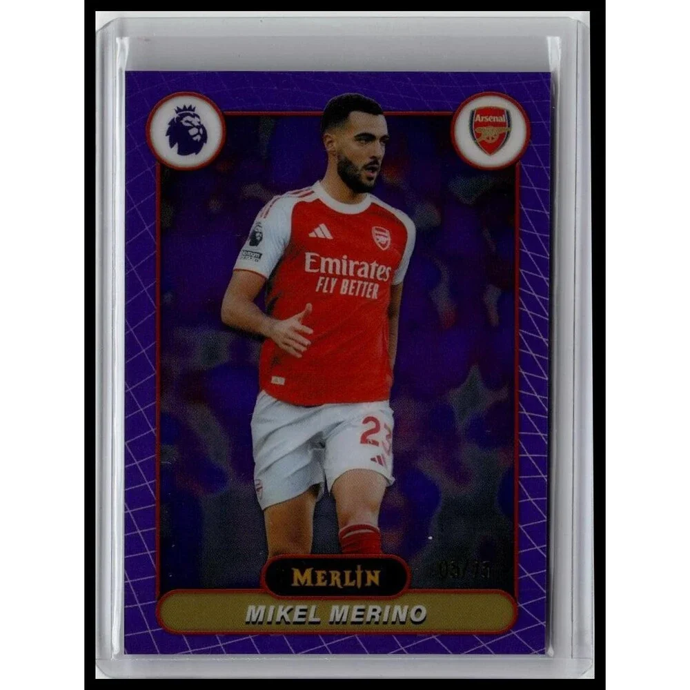 2026 Merlin Premier League Mikel Merino #17 Arsenal FC Purple Refractor #/75